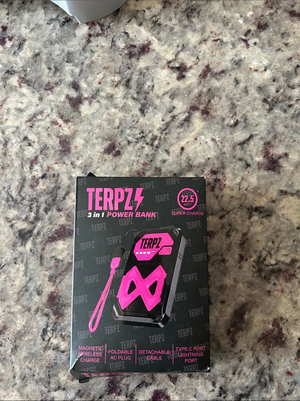 TERPZ 3-in-1 Power Bank - Black with Hot Pink Accents